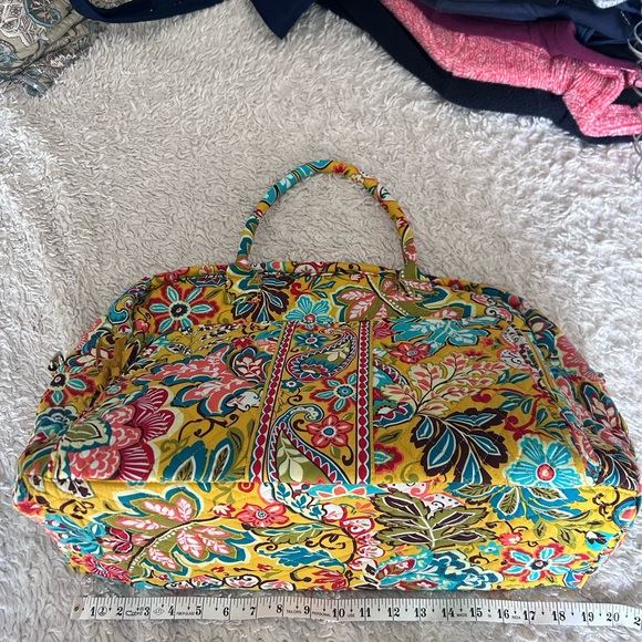 Vera Bradley Yellow Provincal Pattern Quilted Weekender Duffle Bag. - Picture 6 of 6